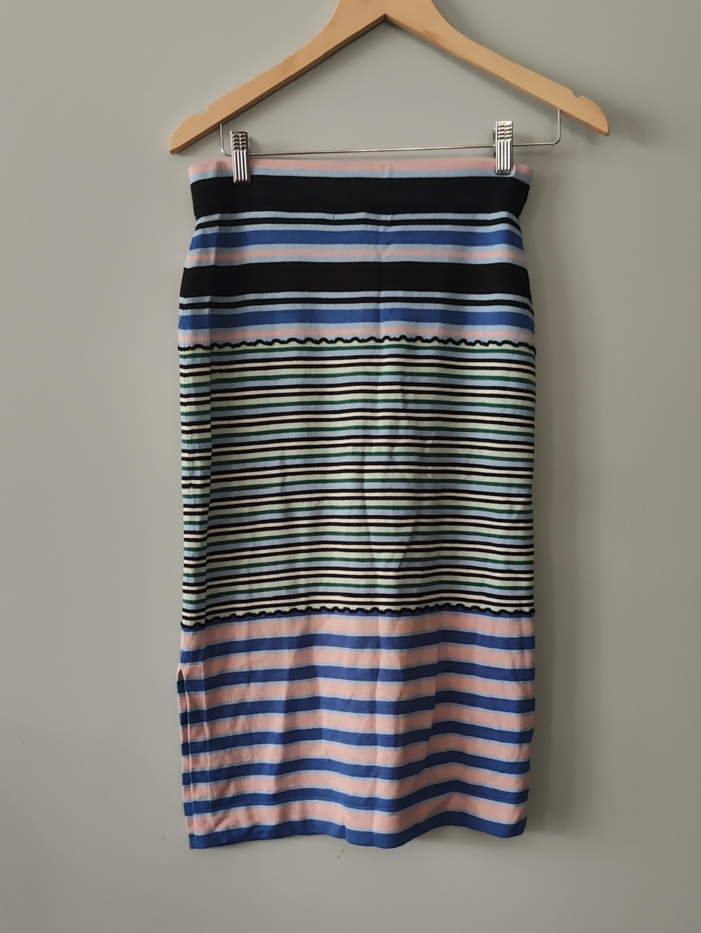 Marni Striped Pencil Skirt in Pink, Blue, Black and Cream
